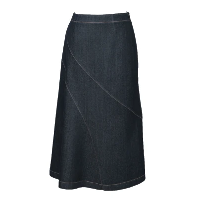 Diagonal Denim Skirt Midi