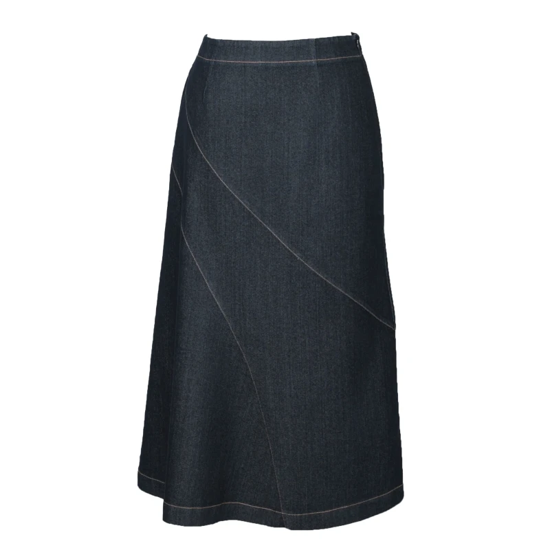 Diagonal Denim Skirt Midi
