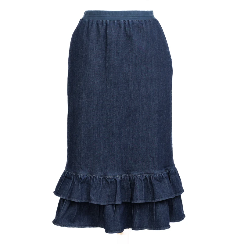 Double Ruffle Skirt Denim Blue